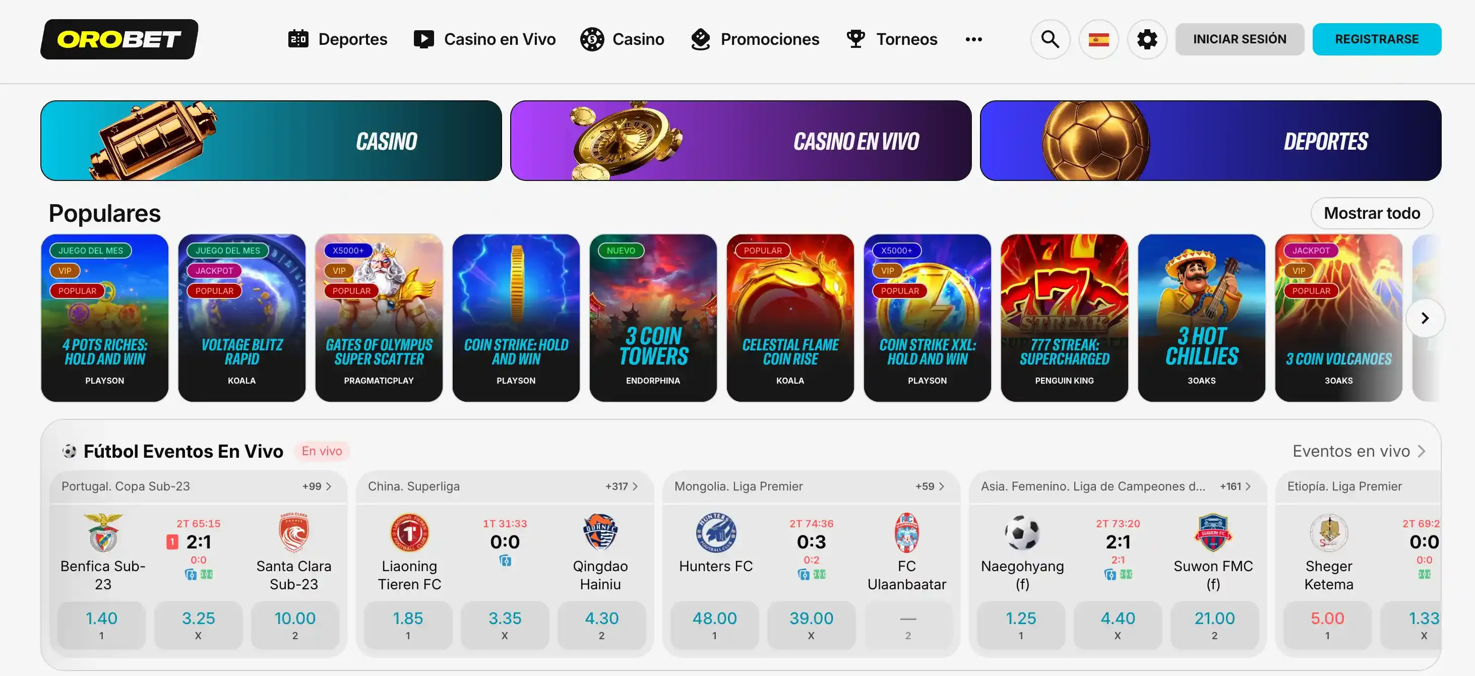 Orobet Casino página principal